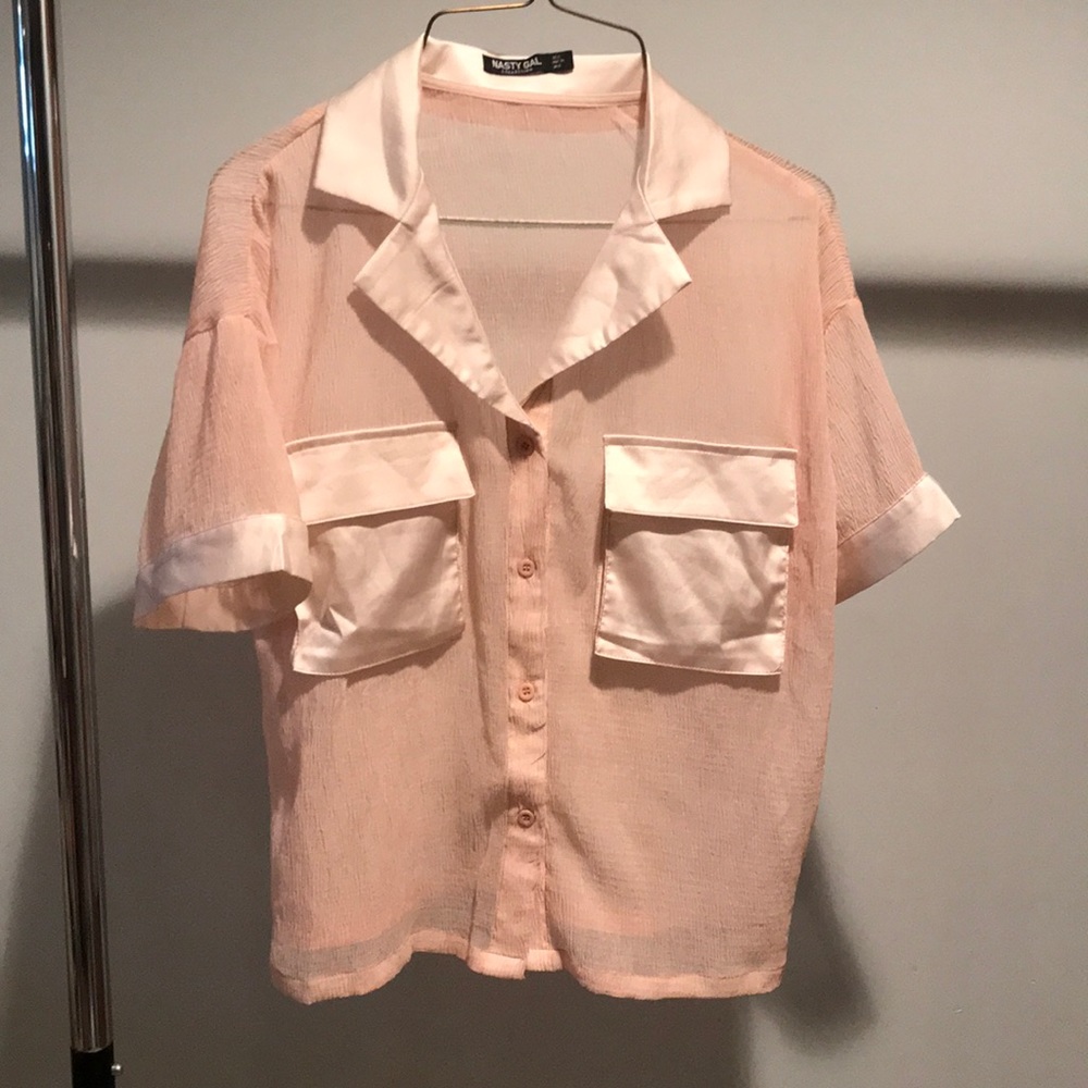 Nasty Gal semi sheer button up T